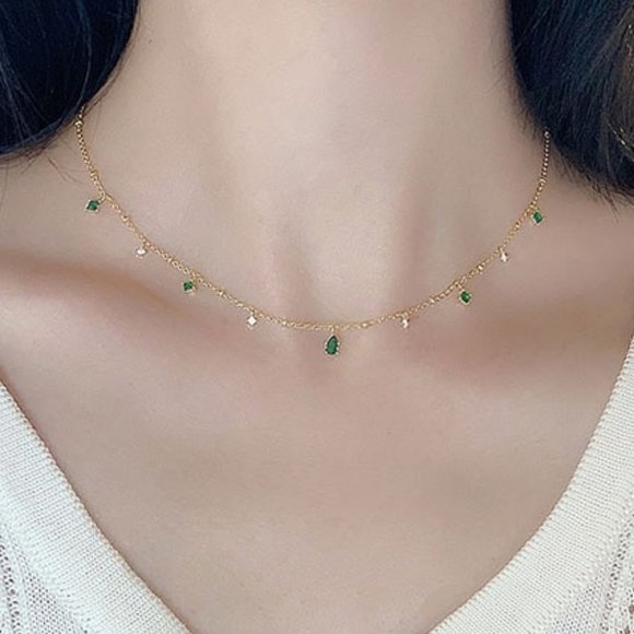 Jewelry - *NEW Gold Emerald Diamond Drop Necklace